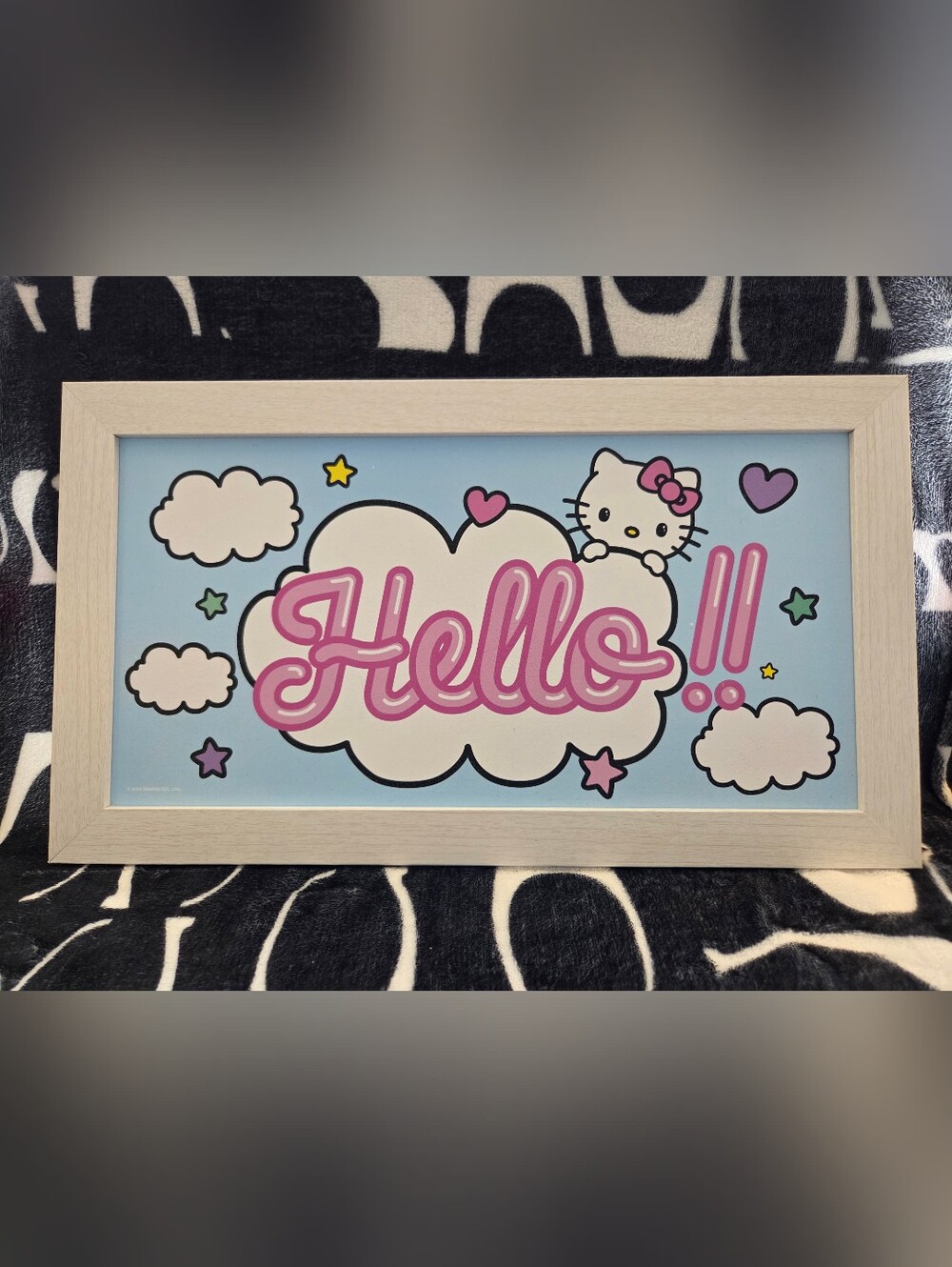Hello Kitty "Hello Clouds" Framed Wall Art, Silver Buffalo, 10.5"x18.5", EUC